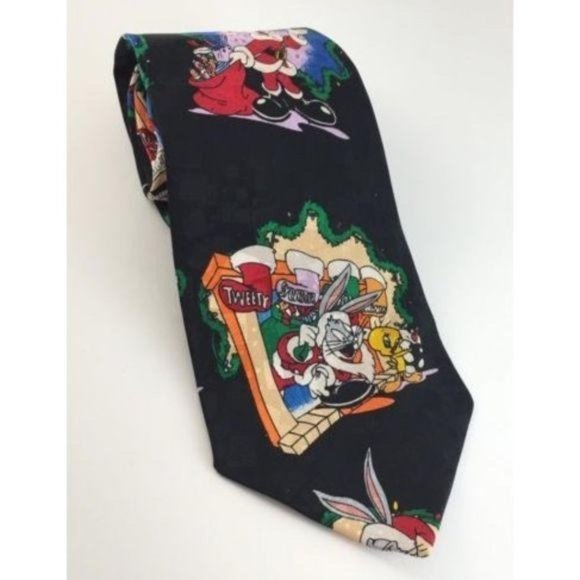 Addiction Mens Tie Looney Tunes Christmas - Picture 1 of 6